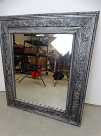 Bevelled Mirror in Burnished Silver Frame