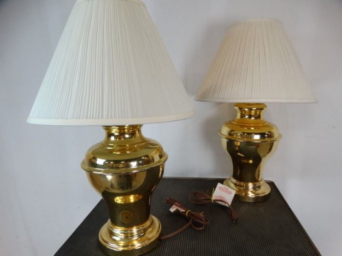 Bright Brass Lamp Pair