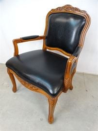 French Style Armchair with Black Upholstery