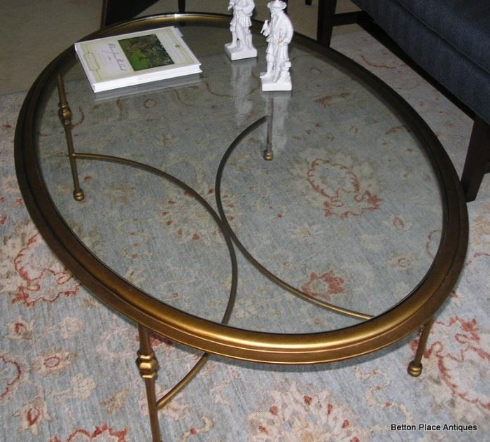 Brass and Glass Oval Table