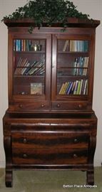 Antique Flame Mahogany Secretary /Bookcase