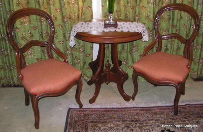 Eastlake Table with matching Victorian Chairs