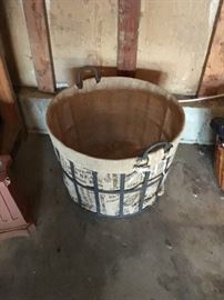 Wire and Burlap Laundry Basket