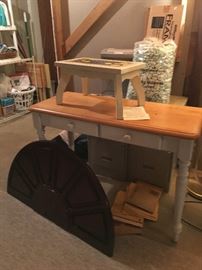 Small Wooden desk and wooden stool
