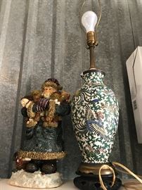 beautiful porcelein lamp and Santa