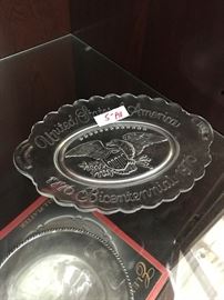 Bicentennial glass tray 