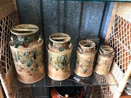 beautiful hand painted cannisters..
