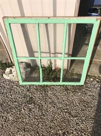 glass window, one pane is busted out