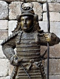 A Large Bronze Sculpture of a Samurai Warrior | Nicely detailed fine art sculpture | Dimensions: approx. 18" H x 8" W. 