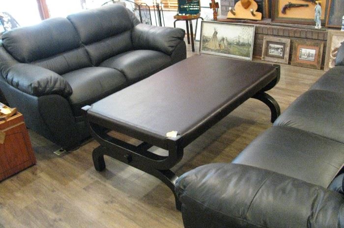 Leather Sofa  Loveseat  Table