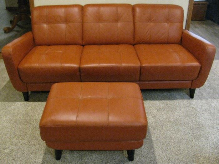 Mid Century Modern Leather Sofa