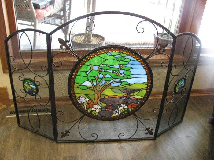 Stain Glass Fire Screen