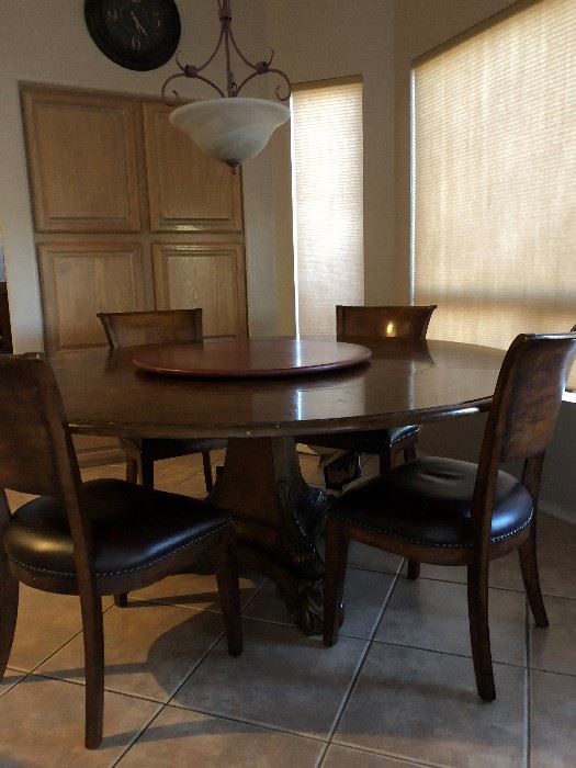 Unique Fine Dining Room Table and 4 Chairs with Removable Lazy Susan Turntable