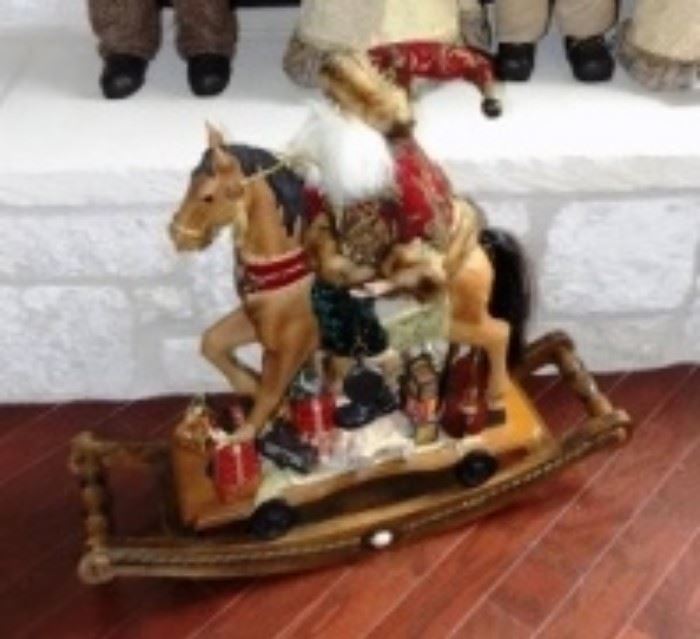 Large Rocking Horse with Santa