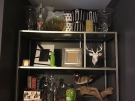 Awesome glass  & metal shelving unit - full!