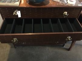 Inside of one of the drawers - felt lined