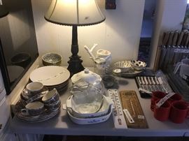 Johnson Brothers china "English Countryside" and other kitchen items including vintage thermometers