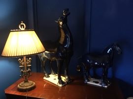 Great lamp with griffin detail and exhibition art pieces