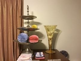 Great tiered serving piece - napkins, and many other linens