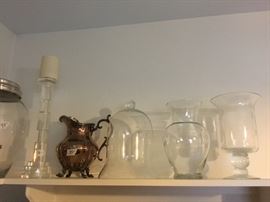 Additional glassware, water pitcher, candleholder