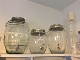 Glass beverage dispensers - also have pedestals that can be used with dispensers