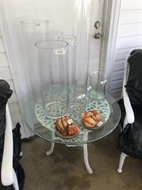 Cylinders in various sizes, table to the 7 piece metal patio set