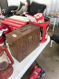 Christmas items, metal file case