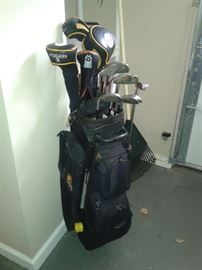 golf clubs and bag