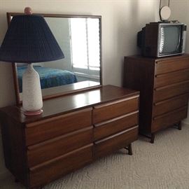 Dresser/Mirror and Chest that match the 2 twin beds and night stand.