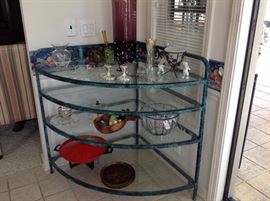 Wrought Iron/Glass Corner Shelf Unit