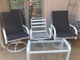 More Patio Furniture.  3 Swivel Rockers and Metal Glass Cocktail Table