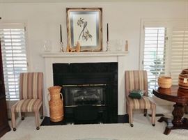 Living Room Shot.  There are 4 of these rolling chairs. And a partial view of the Round Pedestal Table