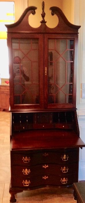 Beautiful Jasper Lighted Secretary in Excellent Condition