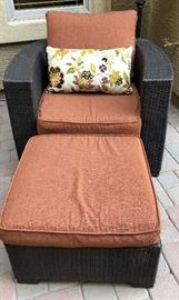 Patio Arm Chair and Ottoman (pair)