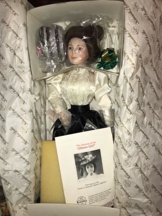 Gibson Girl Doll with accessories. Never taken out of the box.