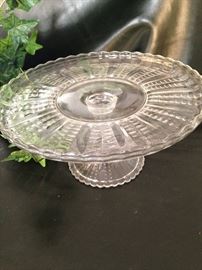 Pressed glass cake plate