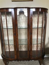 Antique 3-shelf curved-front display cabinet