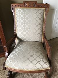 Eastlake antique upholstered rocker