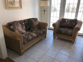 Rattan Loveseat and Chair
