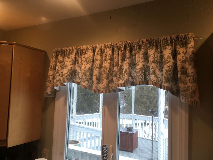 Custom made valance.  Sink Window, also Bay window.