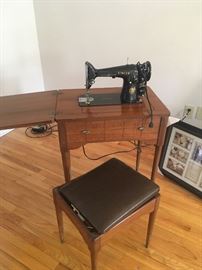 Sewing table, machine and chair