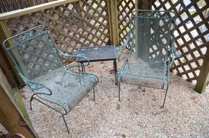 Pair if wrought iron chairs form the 60's