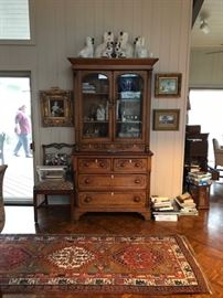 English bookcase/cabinet with bone keyholes/escutcheons