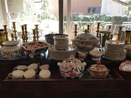 Staffordshire tureen , covered compotes,bowls and plates