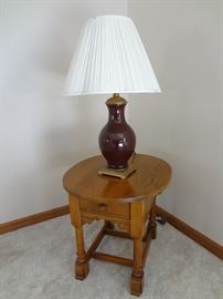 Oak Table & Lamp