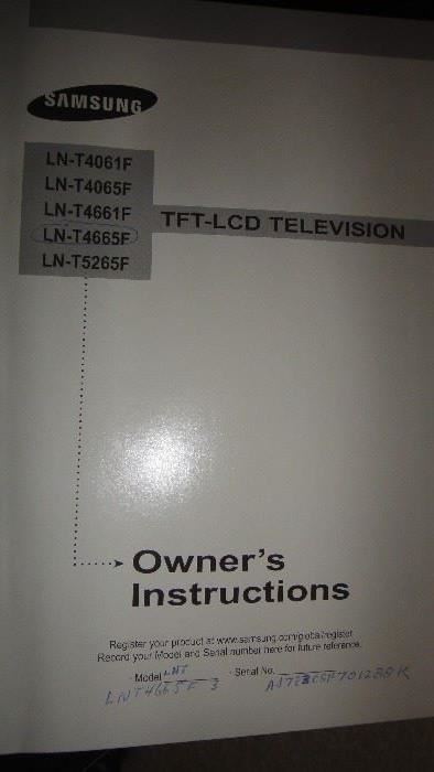 Samsung TV model LN-T4665F