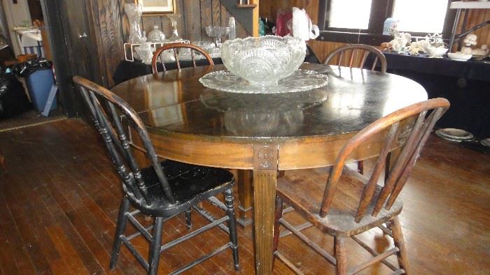 Round table, matching china cabinet and buffet, 