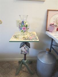 Hand Painted Bird House Side Table 