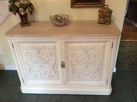French Country two-door Buffet with Marble Top.
