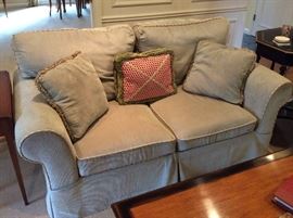 Custom Loveseat with Matching Pillows - Edwin Pepper Interiors
